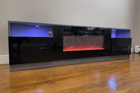 Delaine TV Stand For TVs Up To 88″ With Electric Fireplace Review: Modern TV Stand With LED Lights