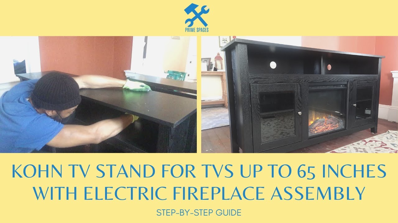 Walker Edison Wasatch 58" Transitional Fireplace Glass Wood TV Stand